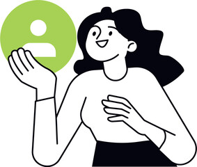 Fototapete - Woman holding user icon illustration for profile avatar social media and account access management design vector art illustration