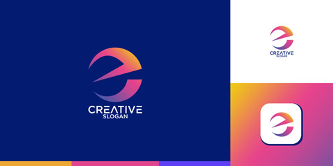 Fototapete - letter e abstract logo vector design