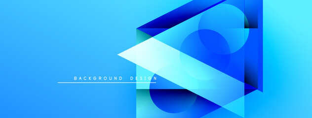Aufkleber - Abstract blue background. Geometric shapes overlap creating dynamic visual effect. Modern design elements present sleek composition.