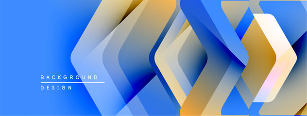 Aufkleber - Abstract geometric shapes overlap, creating dynamic blue, gold gradient effect. Modern design suitable for backgrounds, presentations.