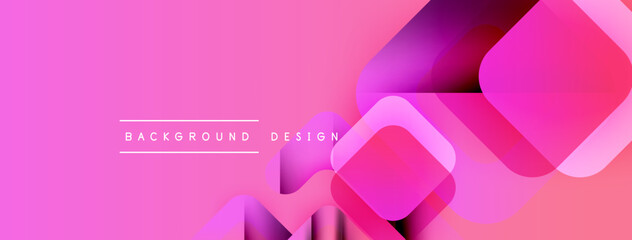 Aufkleber - Pink abstract background features overlapping rounded squares. Text reads background design. Gradient shades create depth, modern aesthetic.
