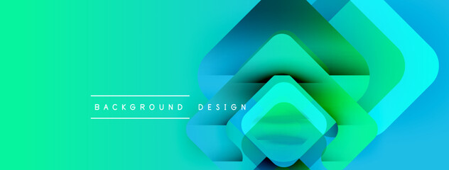 Poster - abstract geometric shapes overlap, creating vibrant gradient effect. turquoise, blue hues dominate d