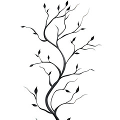 Metal tree branch with leaves design on white background on transparent background