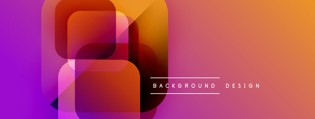 Poster - abstract geometric shapes overlap, creating vibrant gradient effect. purple, orange hues dominate de