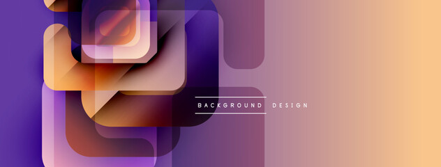 Poster - abstract geometric shapes overlap, creating gradient color transitions. modern design with purple, o