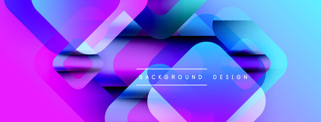 Leinwandbilder - Abstract vibrant layers create dynamic background. Purple, blue hues blend, forming modern design element. Text reads background design.