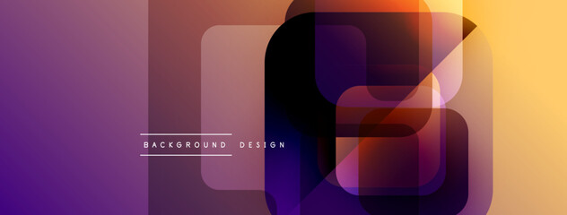 Aufkleber - Abstract geometric layers create vibrant gradient effect. Purple, orange hues dominate design, modern aesthetic.