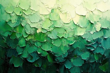 Aufkleber - Abstract oil painting with impasto texture, showcasing a gradient of lush greens.