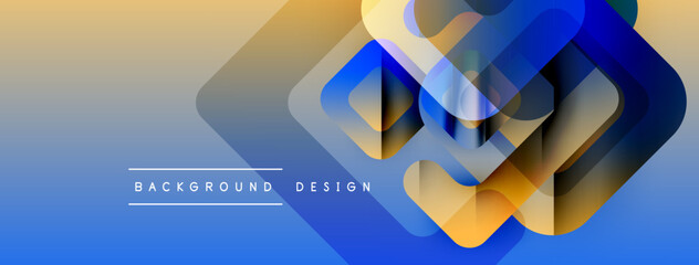 Poster - Abstract geometric shapes overlap, creating dynamic visual effect. Gradient colors blend smoothly, offering modern aesthetic. Text reads background design.