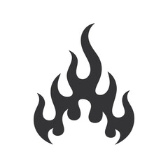 Poster - Stylized Black and White Flame Design Element for Graphic Design Projects and Creative Visuals on a Clean White Background