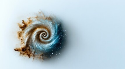 Poster - A stunning swirl of colors forms a galaxy in deep space, showcasing bright blues, earthy tones, and twinkling stars. The cosmic scene captures the beauty of the universe and its mysteries.