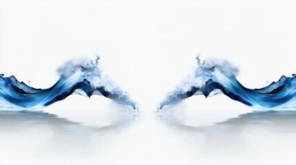 Poster - Two vibrant blue waves converge at the center, creating a sense of movement and energy. The calm background enhances the fluidity and beauty of the water.