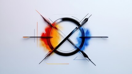 Poster - This artwork showcases a vibrant, colorful abstract design with intersecting lines and shapes, blending warm and cool tones for visual impact against a clean background.