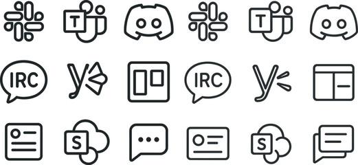 Collection of communication and collaboration app icons for modern design