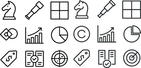 Poster - Chess and business icons for data and financial design concepts