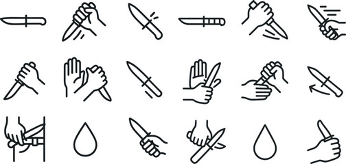 Poster - Knife safety icons for kitchen and outdoor use
