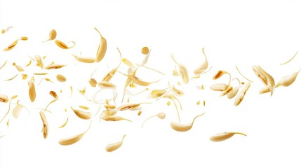 Poster - Abstract floral composition with floating petals on a white background in a minimalist style art