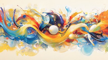 Poster - Swirling elegance in motion--this abstract illustration uses curling lines to convey fluidity, with each detail presented in crisp high definition.