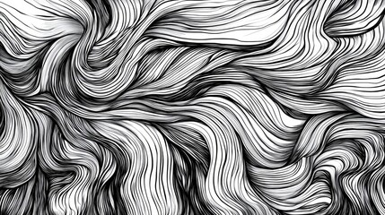 Poster - Swirling ribbons of lines form an elegant, high-resolution abstract illustration. The fine detail and curling patterns create visual balance and beauty.