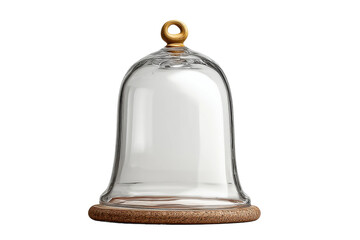 PNG Glass cloche dome with gold handle and wooden base