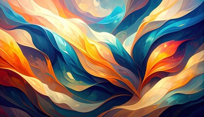 Poster - Dynamic waves of color flowing in abstract art digital artwork vivid environment aesthetic viewpoint
