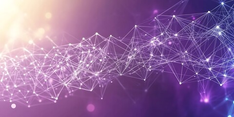 Poster - Abstract Purple and Pink Network Background with Glowing Lines and Points