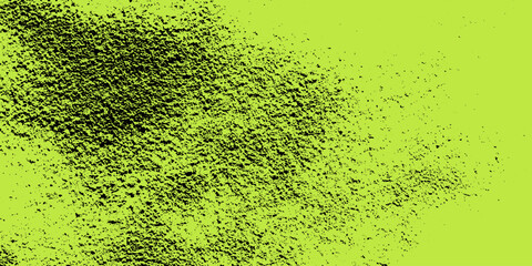 Poster - Acid green neon grange bg with black rough grain. Distressed old texture with scratch, dust and abstract dirt overlay.