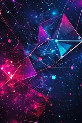 Poster - Abstract Geometric Background with Glowing Triangles and Stars
