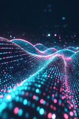 Poster - Abstract Pink And Blue Digital Wave Background