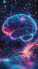 Poster - Abstract Glowing Brain Network Digital Background