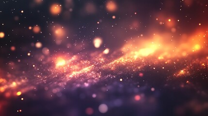 Poster - Warm Abstract Background with Glowing Orange and Purple Particles