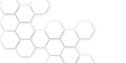 Poster - Abstract modern science or technology concept banner hexagonal 3D shapes background. Technology background with hexagons shape pattern. Design for banner, template, technology, science, medical	

