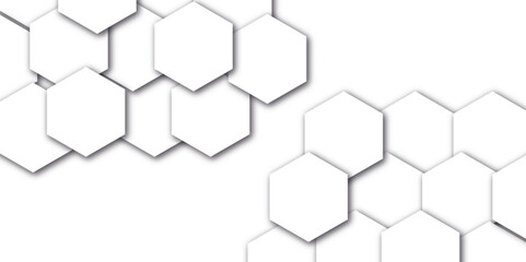 Poster - Vector technology background with hexagon concept design. Embossed Hexagon , honeycomb white shadow. Luxury White 3D futuristic honeycomb mosaic white background.	