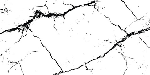 Aufkleber - Black and white cracks illustration. Transparent background. Vector grunge cracked texture style with cracked texture isolated on white background. 