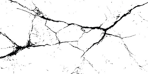 Aufkleber - Black and white cracks illustration. Transparent background. Vector grunge cracked texture style with cracked texture isolated on white background. 