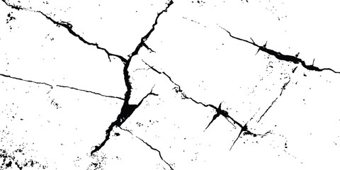 Aufkleber - Black and white cracks illustration. Transparent background. Vector grunge cracked texture style with cracked texture isolated on white background. 