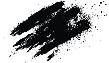 Aufkleber -  Abstract Black Brush Stroke on White Canvas. Abstract black in splash, paint, brush strokes, stain grunge isolated on white background,	
