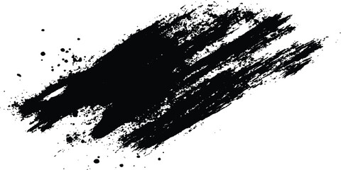 Aufkleber - Black paint splatter on a transparent white background. Vector black and white with grunge style, Simple black brush strokes on a white background. Abstract Black Brush Stroke on White Canvas. 
