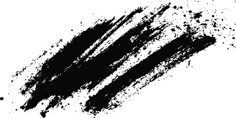 Aufkleber -  Abstract Black Brush Stroke on White Canvas. Abstract black in splash, paint, brush strokes, stain grunge isolated on white background,	
