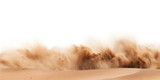 sandstorm in desert with sand dunes and sky isolated on white or transparent png