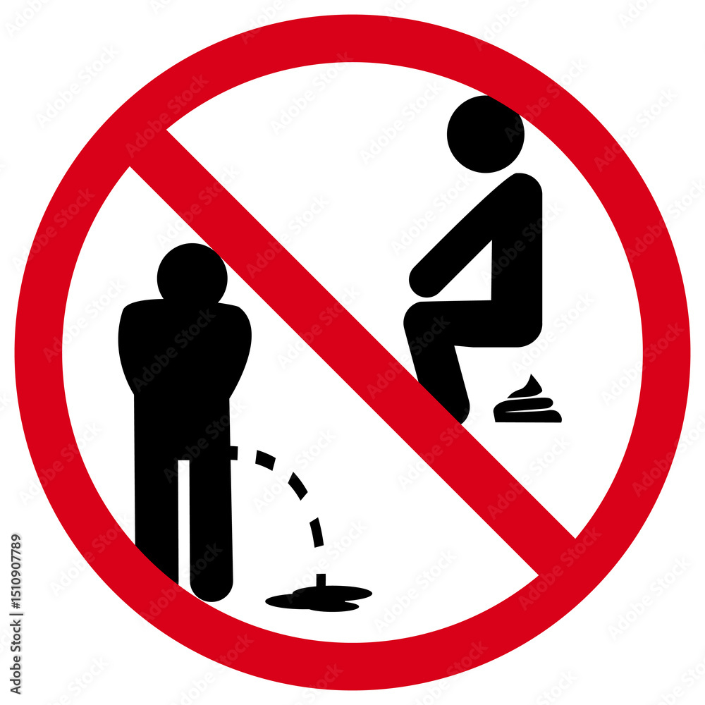 No Defecating No Urinating or Defecating in Public Sign, Hygiene Prohibition Symbol ...