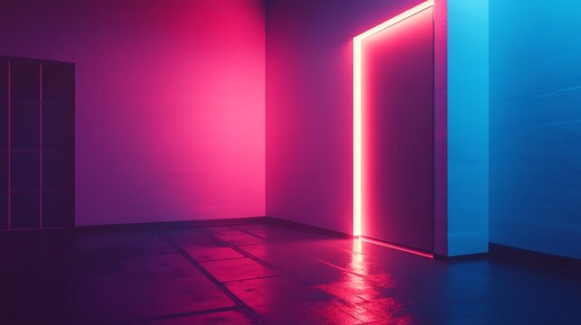 Neon room with color gradients