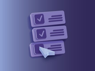 Leinwandbilder - Bar with drop-down box for web interface design. 3d arrow mouse cursor with drop-down menu. Web browser tab template. Recent queries.