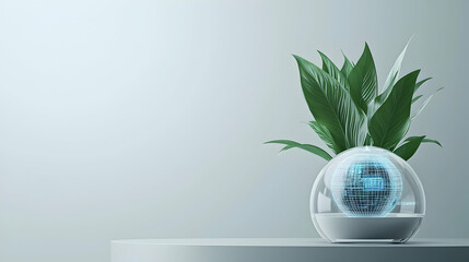 Poster - Modern Glass Vase With Digital Plant