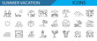 © MDSUMON - Icons of summer vacation activities and tropical weather for digital design.