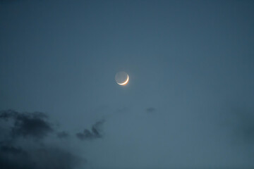 Wall Mural - Moon on the evening  blue sky. 