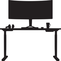 Poster - Isometric view of a black apple laptop with mouse and cable on white background