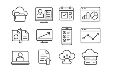 Aufkleber - Digital interface icons for data management and analysis