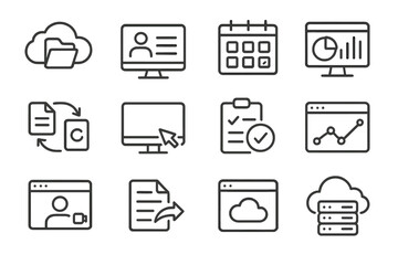 Aufkleber - Technology icons for data management and cloud computing