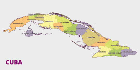  Map of Cuba showing administrative divisions